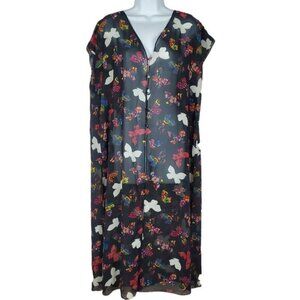Victorias Secret Gold Label Vintage Butterfly Kimono Medium Cap Sleeve Side Slit